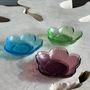 Installation accessories - 6 vintage flower-shaped cups, XVM brand below: 2 purple, 2 green, 2 blue - OFFICE OBJETS