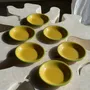 Everyday plates - 6 large vintage yellow plates with green edging - OFFICE OBJETS