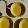 Everyday plates - 6 large vintage yellow plates with green edging - OFFICE OBJETS