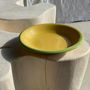 Everyday plates - 6 large vintage yellow plates with green edging - OFFICE OBJETS