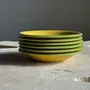 Everyday plates - 6 large vintage yellow plates with green edging - OFFICE OBJETS