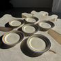 Everyday plates - 6 plates made in Romania with green orange blue edging - OFFICE OBJETS