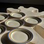 Everyday plates - 6 plates made in Romania with green orange blue edging - OFFICE OBJETS