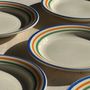 Everyday plates - 6 plates made in Romania with green orange blue edging - OFFICE OBJETS