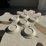 Everyday plates - 6 plates made in Romania with green orange blue edging - OFFICE OBJETS