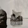 Vases - CATHARSIS, Sculptural Centerpiece Bowl in glass and stone, Soft Sage - COKI