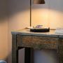 Lampes de table - ABSIS lampe à poser avec plateau et abat-jour terracota ou blanc verni - LUXCAMBRA