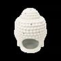 Senteurs - Brûleur Huile Céramique Tête de Bouddha Blanc 14cm - ARABESK