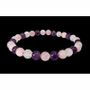 Bracelets - Bracelet Amethyste & Cristal de roche & Quartz rose A perles 6mm - ARABESK