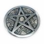 Scents - Round white metal incense holder Pentacle Altar triple moon cm - ARABESK