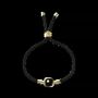Bracelets - Faceted Square Black Obsidian Brass Rope Bracelet 11mm - ARABESK
