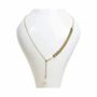 Bijoux - Collier chaine Plume Doré en Forme Y Acier Inoxydable Quartz Rose A 8mm - ARABESK