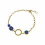 Bracelets - Bracelet Lapis Lazuli A en Acier Inoxydable Doré 23cm - ARABESK