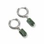 Jewelry - Nephrite Jade Stainless Steel Silver Cylinder Earrings Canada A 11mm - ARABESK