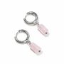 Jewelry - Silver Cylinder Earrings in Stainless Steel Rose Quartz A 11mm - ARABESK