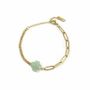 Bracelets - Green Aventurine Cross Bracelet A in Gold Stainless Steel 16cm - ARABESK