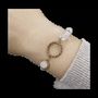 Bracelets - Rose Quartz Bracelet With Faceted Cube in Gold Stainless Steel 23cm - ARABESK