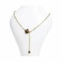Jewelry - Gold Stainless Steel Chain Necklace with Faceted Tiger's Eye Cross Pendant - ARABESK