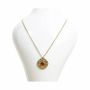 Bijoux - Collier Acier Inoxydable Doré avec Pendentif Rond Agate Rouge A - ARABESK