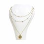 Jewelry - Gold Stainless Steel Chain Necklace Triple Row Sun Turquenite Pendant - ARABESK