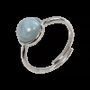 Bijoux - Bague Argent 925 Ajustable Ronde Aigue Marine AA 8mm - ARABESK