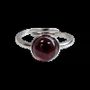 Bijoux - Bague Argent 925 Ajustable Ronde Grenat Rouge AA 8mm - ARABESK