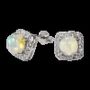 Jewelry - Square Solitaire Earrings 925 Silver Opal and Rhinestone AA 7.2mm - ARABESK