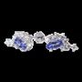 Jewelry - 925 Silver Oval Earrings Tanzanite and AA Rhinestones 3x5mm - ARABESK