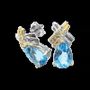 Bijoux - Boucles d'Oreilles Ovales Argent 925 Topaze Bleue et Strass Facettée AA 5x7mm - ARABESK