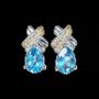 Bijoux - Boucles d'Oreilles Ovales Argent 925 Topaze Bleue et Strass Facettée AA 5x7mm - ARABESK