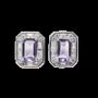 Jewelry - 925 Silver Square Earrings Amethyst and Faceted Rhinestone AA 4x6mm - ARABESK