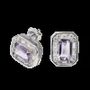 Jewelry - 925 Silver Square Earrings Amethyst and Faceted Rhinestone AA 4x6mm - ARABESK