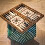 Gifts - Mother of Pearl and Olive Wood Backgammon & Chess Board Set - MAISON ROSHI - LUXURY ENTERTAINMENT CABINETS