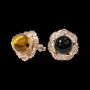 Jewelry - 925 Silver Round Earrings Blue Amber and AA 9mm Rhinestones - ARABESK