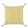 Coussins textile - Housse de coussin MATTEO velours de coton jaune pastel 50x50 - BLANC D'IVOIRE