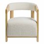 Fauteuils - Fauteuil ARSÈNE tissu bouclette crème hévéa finition bois blond 60x66x66 - BLANC D'IVOIRE