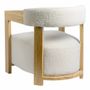 Fauteuils - Fauteuil ARSÈNE tissu bouclette crème hévéa finition bois blond 60x66x66 - BLANC D'IVOIRE