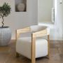Fauteuils - Fauteuil ARSÈNE tissu bouclette crème hévéa finition bois blond 60x66x66 - BLANC D'IVOIRE