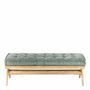 Benches - MENA bench verdigris velvet rubberwood blond wood finish 150x45x50 - BLANC D'IVOIRE