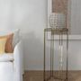 Console table - ANATOLE glass and metal stand with golden brass finish 31.5x31.5x90 - BLANC D'IVOIRE