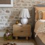 Lampes à poser - Lampe NORA papier mâché et AJ conique jute blanche dia 38x52 - BLANC D'IVOIRE
