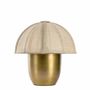 Lampes à poser - Lampe HÉLOÏSE métal doré et AJ tissu crème dia 32x32 - BLANC D'IVOIRE