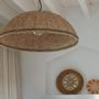 Hanging lights - GAYA suspension natural and golden wooden beads dia 65x26 - BLANC D'IVOIRE