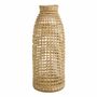 Vases - Vase UMALA rotin naturel et métal - Grand modèle - dia 30,5x77 - BLANC D'IVOIRE