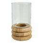 Bougeoirs et photophores - Photophore BOLINE verre et rotin naturel dia 20x33 - BLANC D'IVOIRE