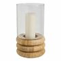 Bougeoirs et photophores - Photophore BOLINE verre et rotin naturel dia 20x33 - BLANC D'IVOIRE
