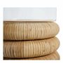 Bougeoirs et photophores - Photophore BOLINE verre et rotin naturel dia 20x33 - BLANC D'IVOIRE