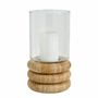 Bougeoirs et photophores - Photophore BOLINE verre et rotin naturel dia 16x28,5 - BLANC D'IVOIRE