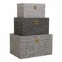 Objets de décoration - Set de 3 boîtes GABIN tissu noir et blanc 35x25x20 - BLANC D'IVOIRE