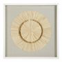 Tableaux - Décoration murale ROSACE feuilles de palmier plissées écrues et dorées 80x80 - BLANC D'IVOIRE